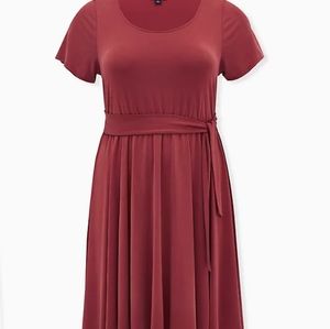 TORRID NWT BROWN TIE CUPRO SKATER DRESS